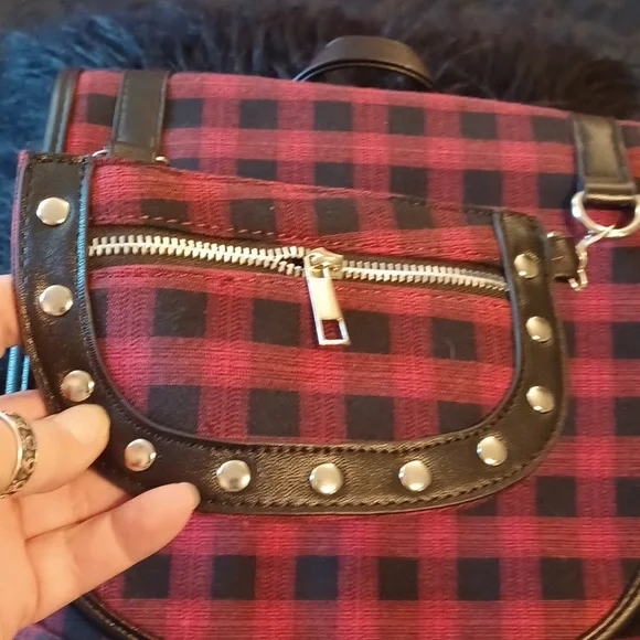 DOLLSKILL LOST QUEEN RED/BLACK TARTAN BACK PACK LOTS OF DETAIL LAST ONE SOLD OUT - Picture 5 of 12